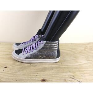 P448 Sneakers 39 Womens John Skate High Glitter Snake Print Metallic